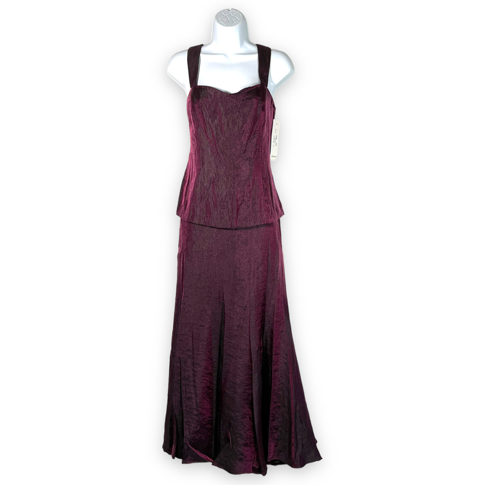 NEW NWT Nueva 2 Piece Maxi Skirt and Top Set Burgundy Purple Multiple Sizes